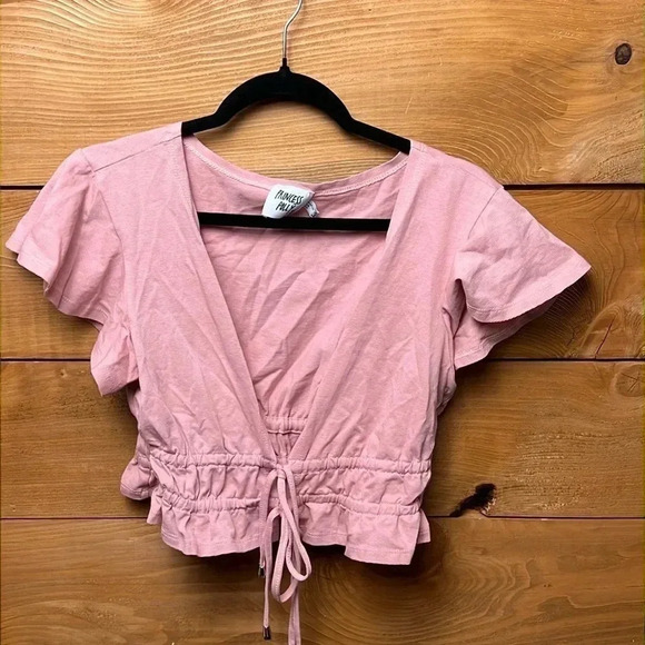 Princess Polly SZ6 Women’s Jamison Crop Top Front tie deep V neck Short Sleeve - Picture 1 of 8